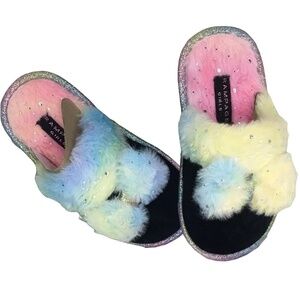 Rampage Bedroom House Slippers Super Soft Barbiecore  Princess Furry Pom Pom